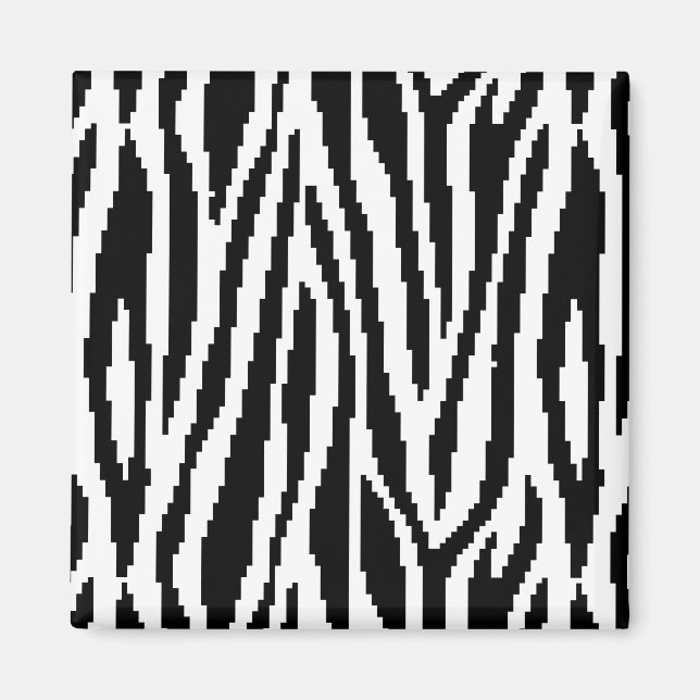 8 Bit Pixel Zebra Print Design Muster Magnet (Vorne)