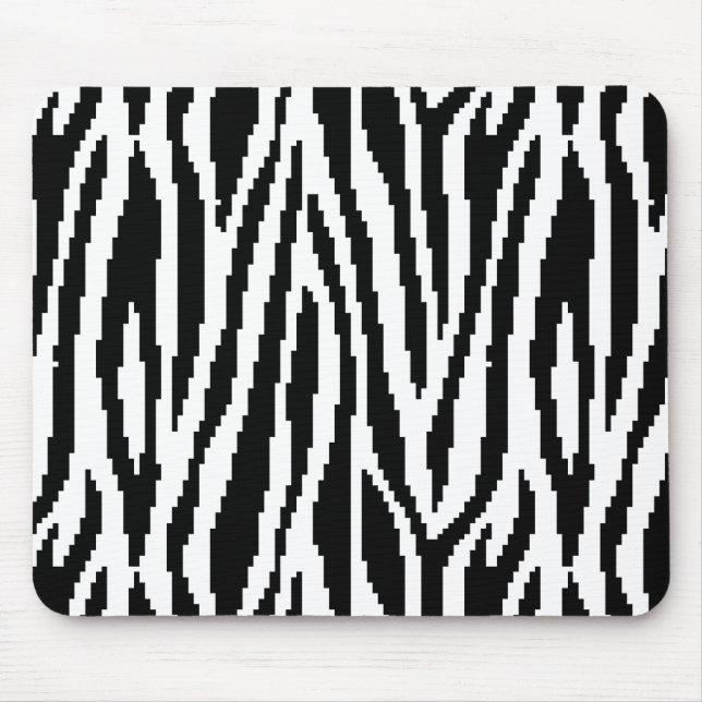 8 Bit Pixel Zebra Print Design Muster Mousepad (Vorne)