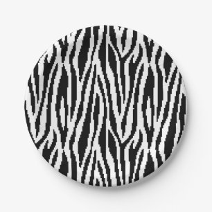 8 Bit Pixel Zebra Print Design Muster Pappteller