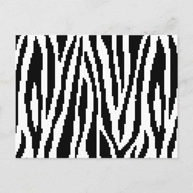8 Bit Pixel Zebra Print Design Muster Postkarte (Vorderseite)