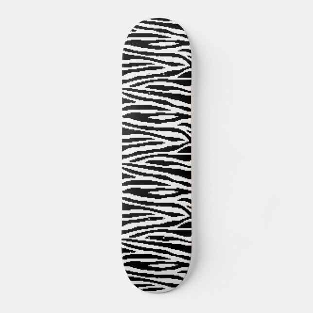 8 Bit Pixel Zebra Print Design Muster Skateboard (Vorderseite)