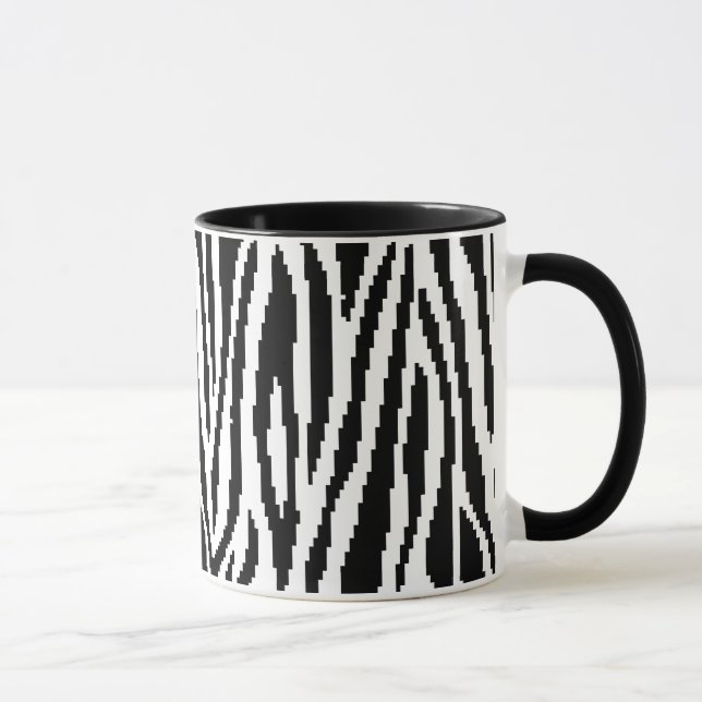 8 Bit Pixel Zebra Print Design Muster Tasse (Rechts)