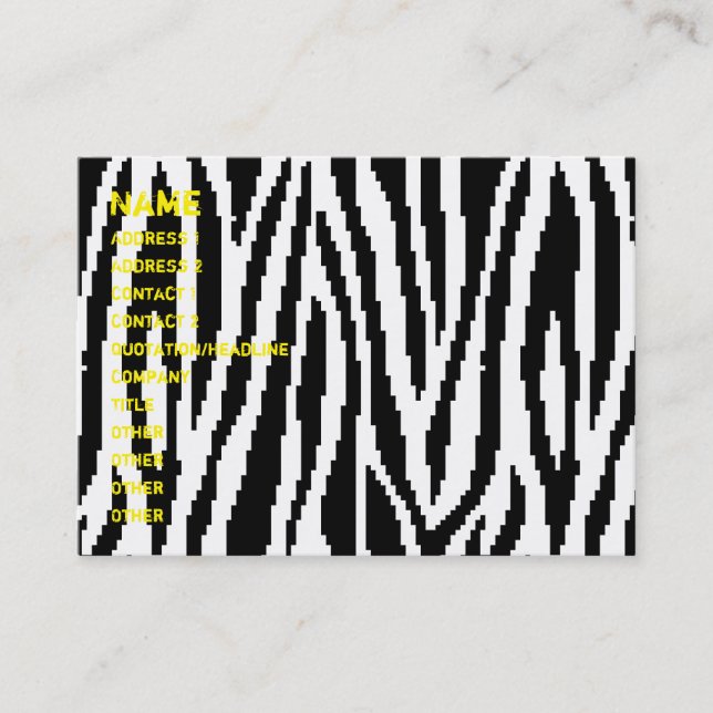 8 Bit Pixel Zebra Print Design Muster Visitenkarte (Vorderseite)