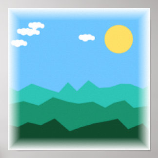 8-Bit-Plattformer-Landschaft - Pixel-Art-Druck Poster