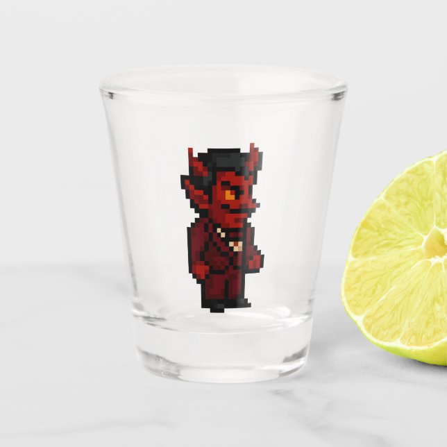 8-bit Retro Devil Schnapsglas (Vorderseite)
