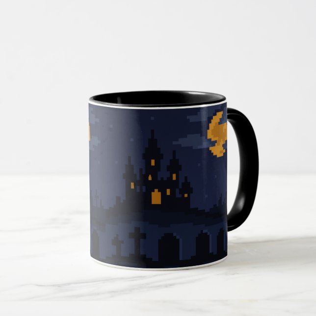 8-bit Retro Haunted Castle Tasse (VorderseiteRechts)