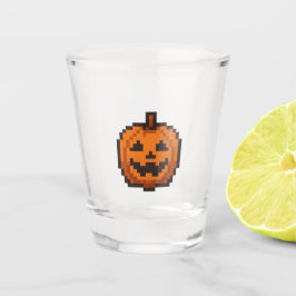 8-Bit-Retro-Kürbislaterne Schnapsglas