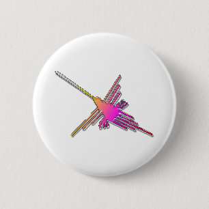 8 Bit Retro Video Game Nazca Lines Hummingbird Button