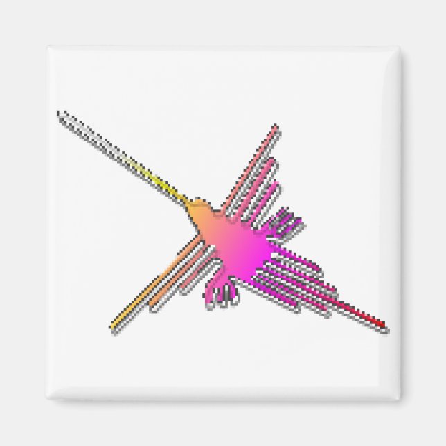8 Bit Retro Video Game Nazca Lines Hummingbird Magnet (Vorne)