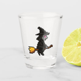 8-bit Retro Witch Schnapsglas