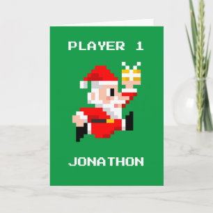8-Bit Santa Claus Christmas Greeting Card Karte