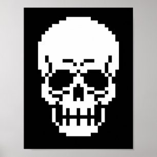 8-Bit Skull Pixel Art Poster