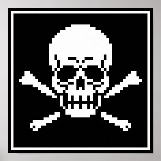 8-Bit-Skull- und Crossbones-Pixel-Art-Poster Poster (Vorne)