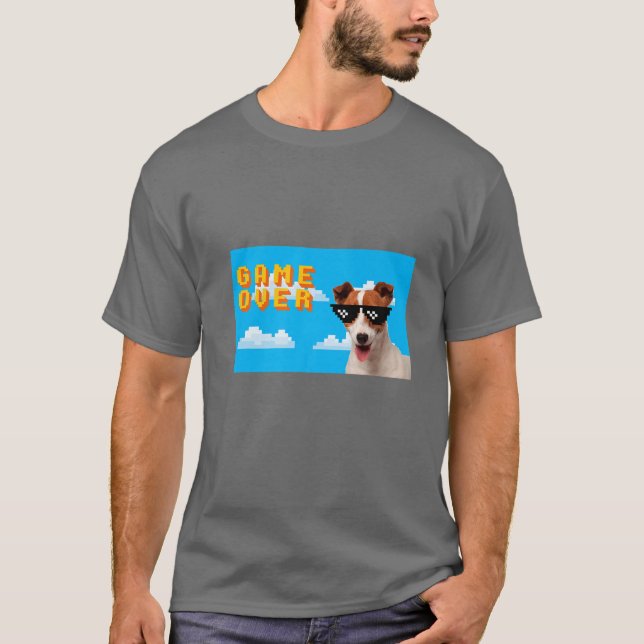 8-Bit-Spiel über Jack Russell T-Shirt (Vorderseite)
