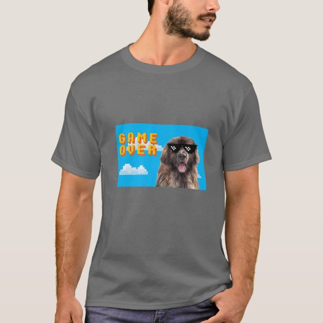 8-Bit-Spiel über Leonberger T-Shirt (Vorderseite)