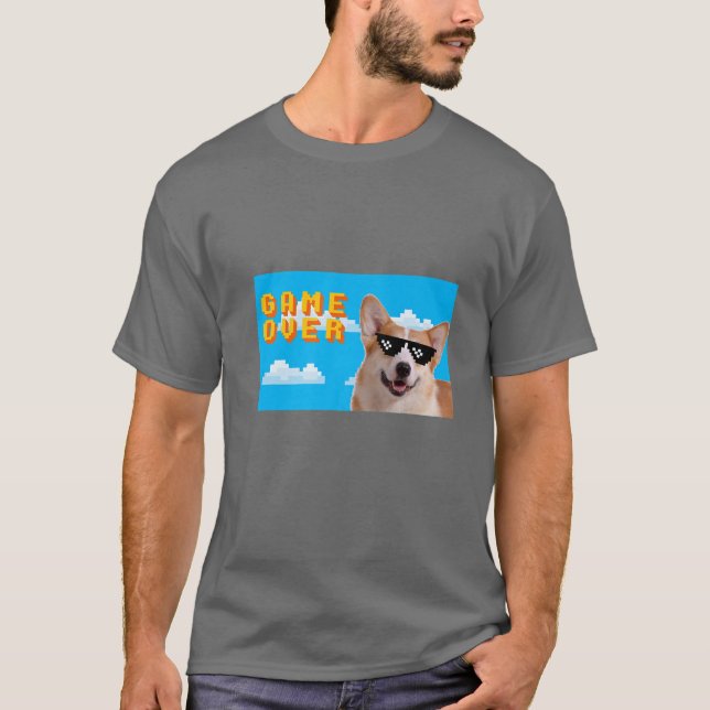 8-Bit-Spiel über Pembroke Welsh Corgi T-Shirt (Vorderseite)