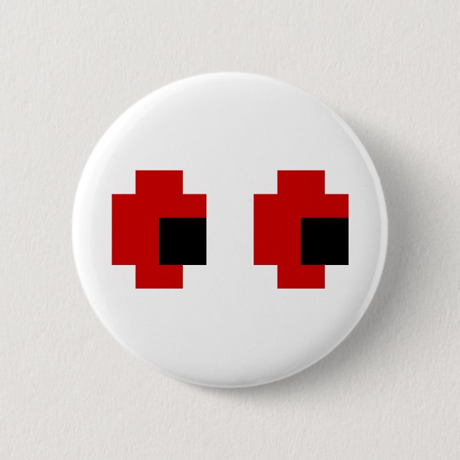 8 Bit Spooky Red Eyes Button (Vorderseite)