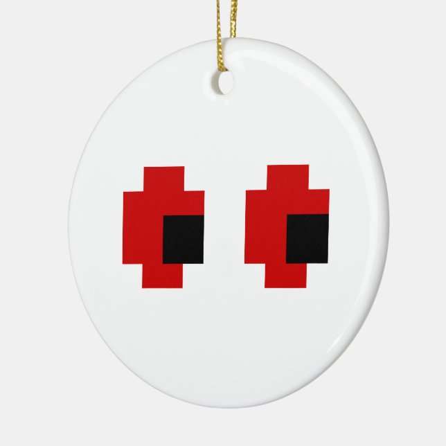 8 Bit Spooky Red Eyes Keramikornament (Links)