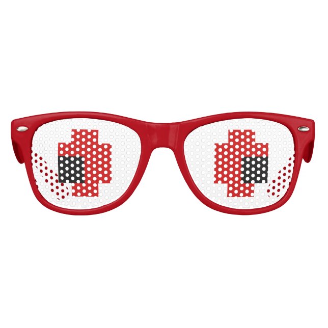8 Bit Spooky Red Eyes Partybrille (Vorderseite)