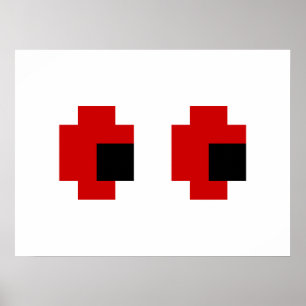 8 Bit Spooky Red Eyes Poster