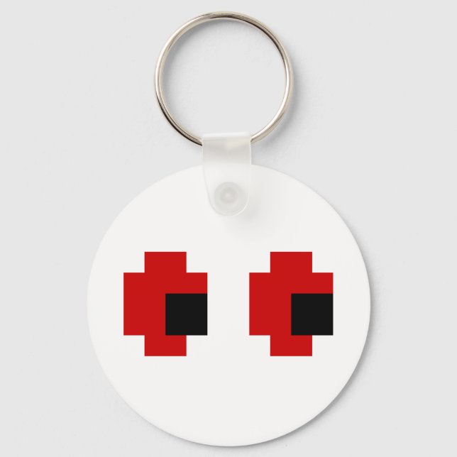 8 Bit Spooky Red Eyes Schlüsselanhänger (Vorderseite)