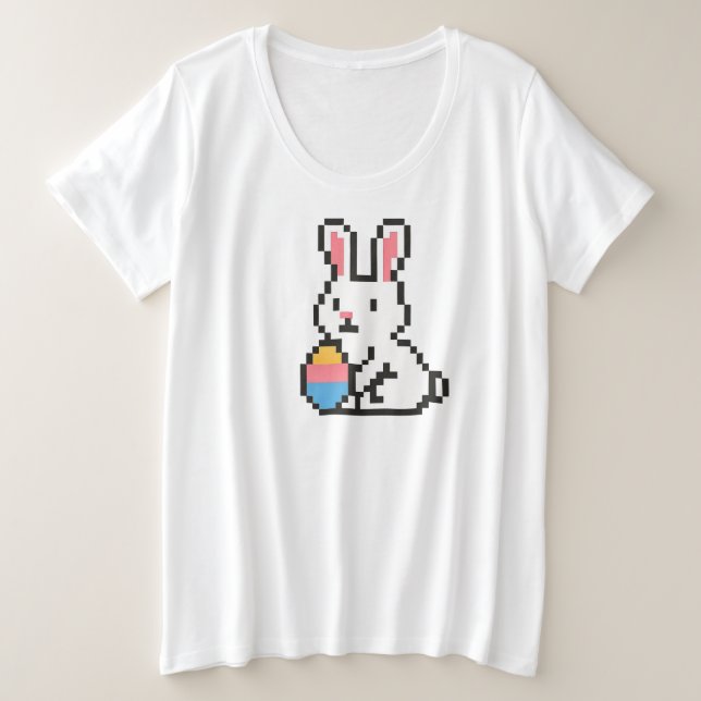 8 Bit süßer Oster-Hase Große Größe T-Shirt (Design vorne)