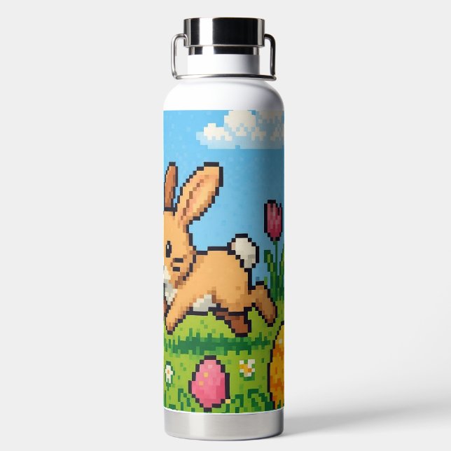 8 Bit süßer Osterhase/Häschen  Trinkflasche (Rückseite)