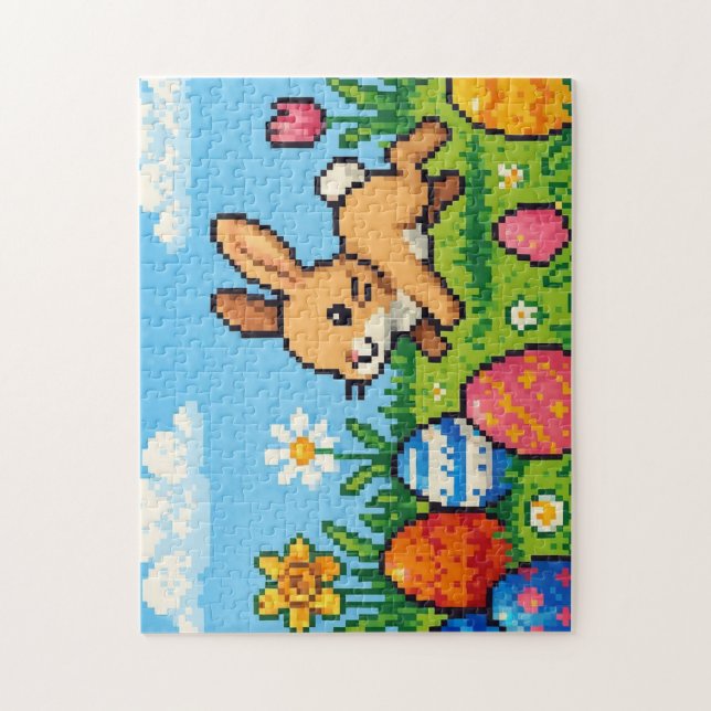 8-Bit süßer Osterhase/Kaninchen Puzzle (Vertikal)
