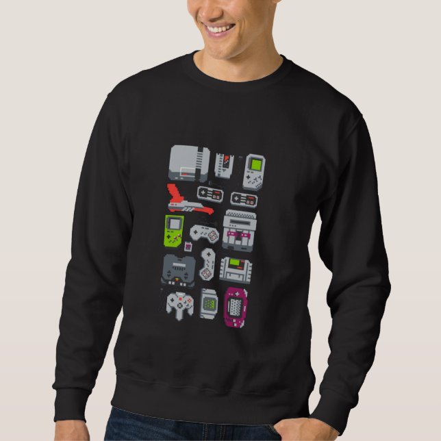 8 Bit Vintage Gaming-Konsolen Sweatshirt (Vorderseite)