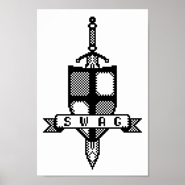8-Bit-Wappen von Armbanduhr-Schwert-Pixel-Art-Post Poster (Vorne)