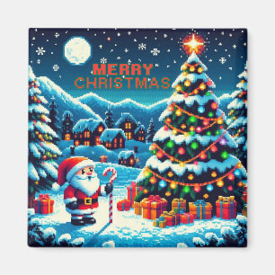 8-Bit-Weihnachtsbaum & Santa Magnet