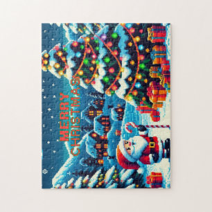 8-Bit-Weihnachtsbaum & Santa Puzzle