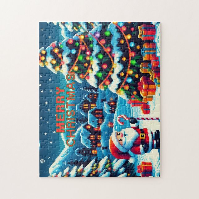 8-Bit-Weihnachtsbaum & Santa Puzzle (Vertikal)