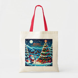 8-Bit-Weihnachtsbaum & Weihnachtsmann Tragetasche