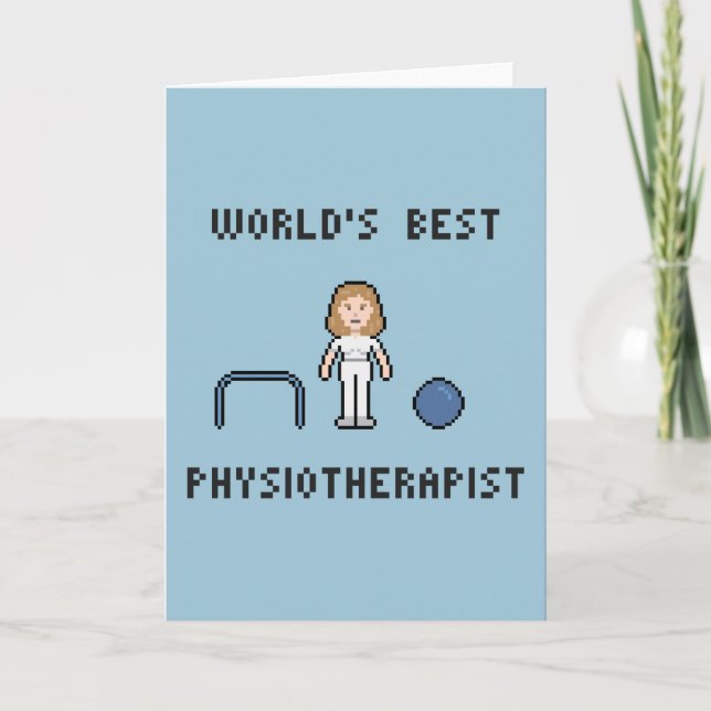 8 Bit Welt besten Physiotherapeuten Grußkarte Karte (Vorderseite)