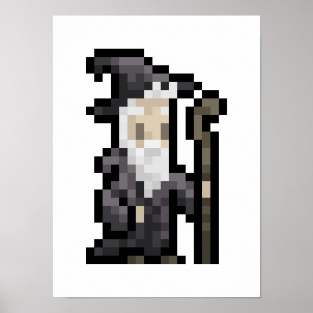 8-Bit Wizard Pixel Art Poster (Vorne)