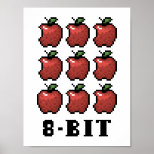 8-Bitapfel-Pixel-Kunst-Druck Poster