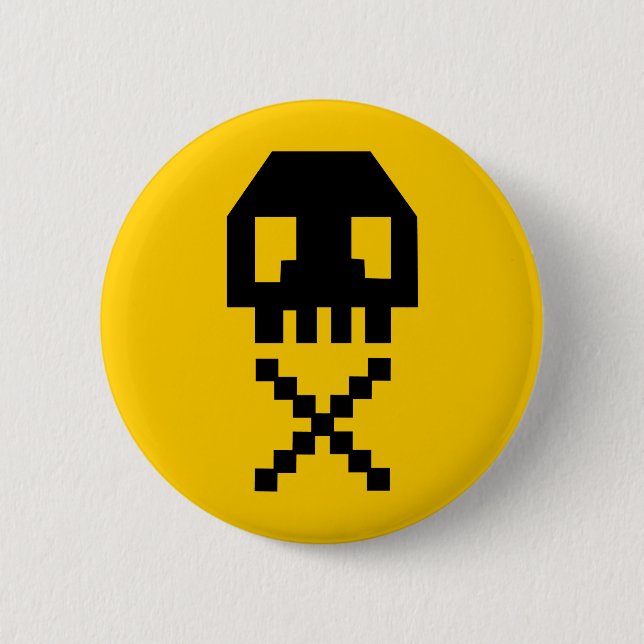 8-Bitpixel-Schädel Button (Vorderseite)