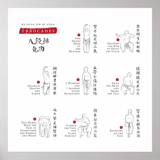 8 Brocades Ba Duan Jin QiGong Poster (Vorne)