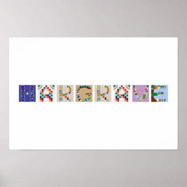 8 Buchstaben Name Board Game Alphabet Poster (Vorne)