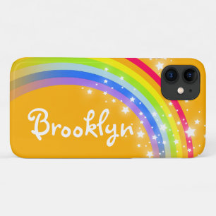 8 Buchstaben Name Regenbogen Sterne Orange Himmel iPhone 11 Hülle