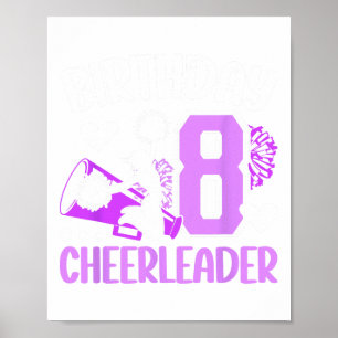 8. Cheer Geburtstagsfeier 8 Jahre alte Cheerleader Poster