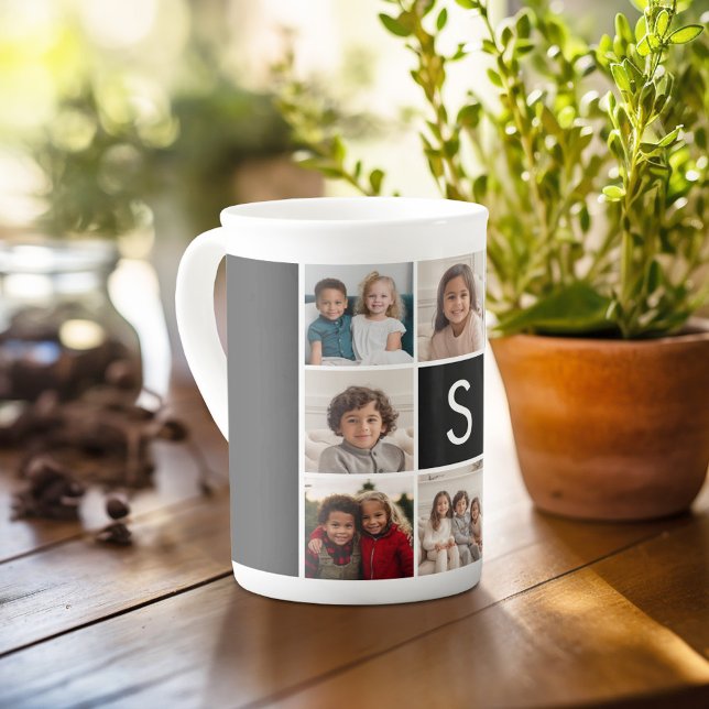 8 Collage Monogram FOTO 6 benötigt Arbeit Prozellantasse (Personalized mug with photos and text, customize completely in the advanced design area)
