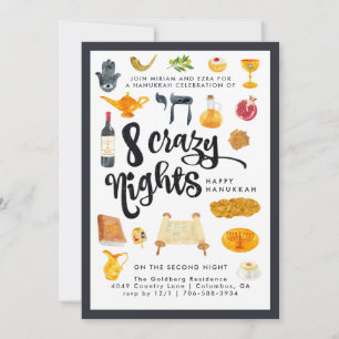 8 Crazy Nights   Hanukkah-Party Einladung