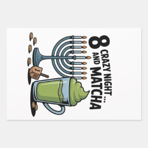 8 Crazy Nights und Matcha Hanukkah jüdischer Jude Geschenkpapier Set