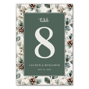 "8" Elegant Grün Floral Tischnummer