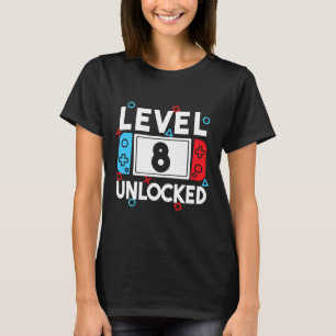8 Entsperrte Gamer 8. Geburtstag Videospielerboten T-Shirt