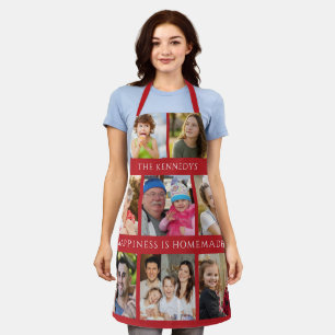 8 Familienfoto-Collage Glück ist selbstgemacht Rot Schürze
