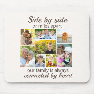 8 Familienfoto-Collage, verbunden durch das Herz Mousepad