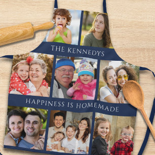 8 Familienfoto-Kollage Happiness Is Homemade Blau Schürze